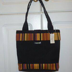 NWT Longaberger Black With Striped Accented Purse Tote